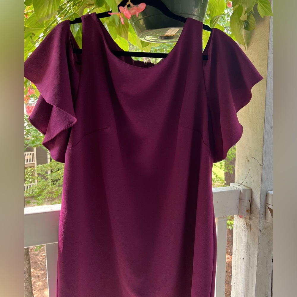 Leslie Fay Purple Midi Shift Dress Plus Size 16